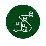 Icon Versand weiß in dunkelgrünem Kreis